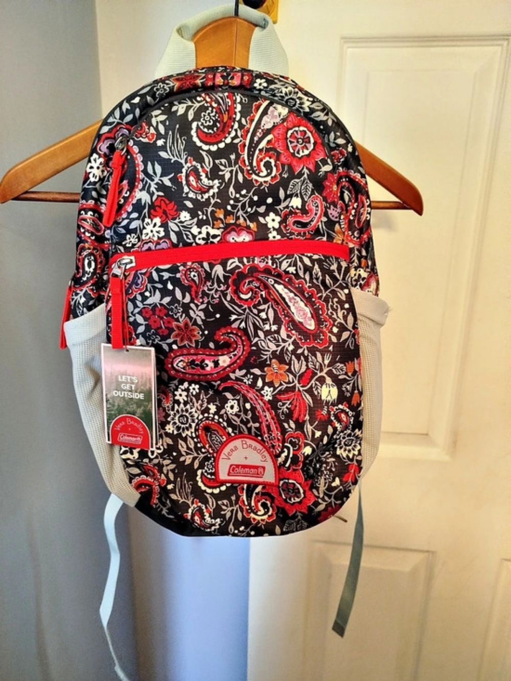 Vera Bradley Coleman Paisley Backpack in Black & Red NWT
